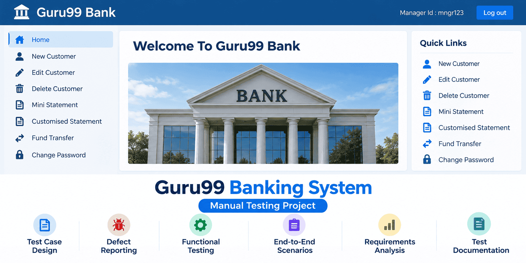 Guru99 banking system manual testing project